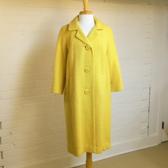 Jackets & Blazers - Vintage Yellow Wool Coat, Size 8-10